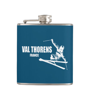Val Thorens France Skier Hip Flask