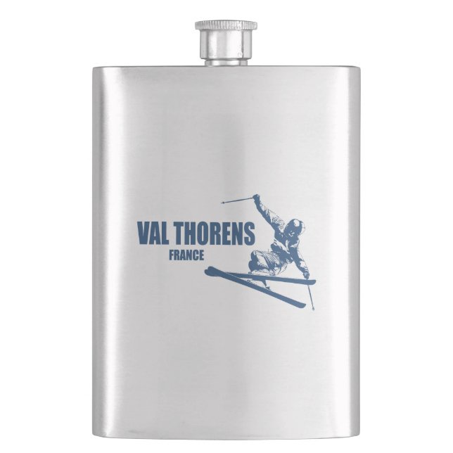 Val Thorens France Skier Hip Flask (Front)