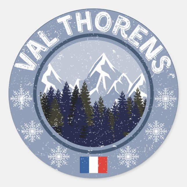 Val Thorens Ski Resort Classic Round Sticker (Front)