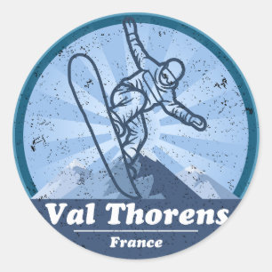 Val Thorens Ski resort - Snowboard Classic Round Sticker
