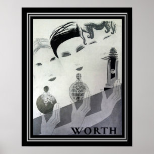 Valable 1930 Français Déco Parfum Ad 16 x 20