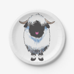 Valais Black Nose Sheep Paper Plate