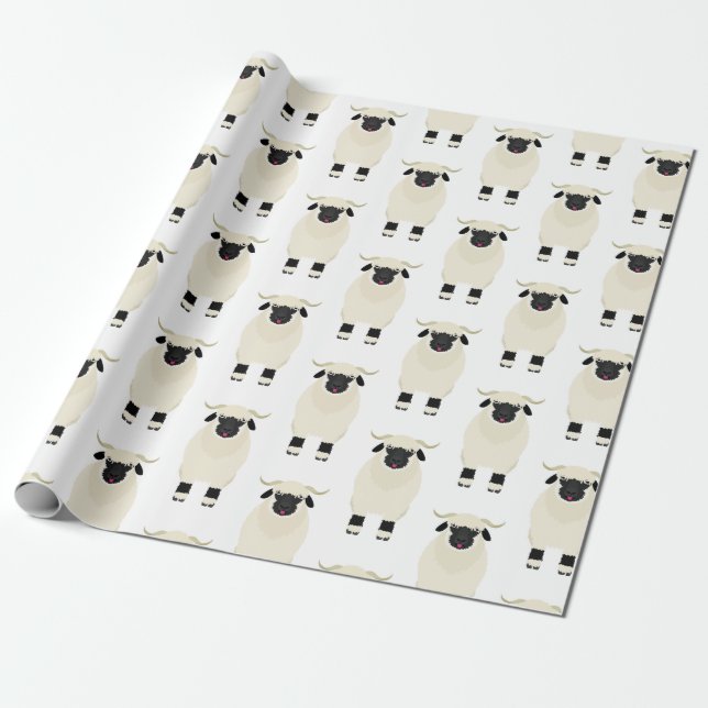 Valais Black Nose Sheep Wrapping Paper (Unrolled)