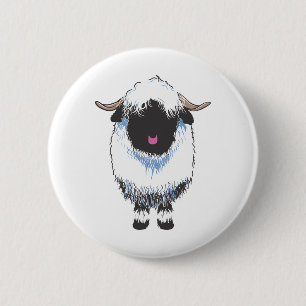 VALAIS BLACKNOSE SHEEP 2 INCH ROUND BUTTON