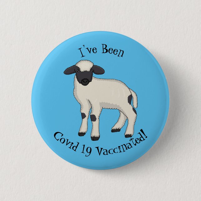 Valais Blacknose sheep cartoon illustration 2 Inch Round Button (Front)