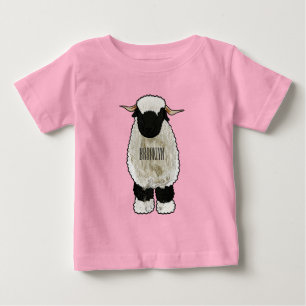 Valais Blacknose sheep cartoon illustration Baby T-Shirt