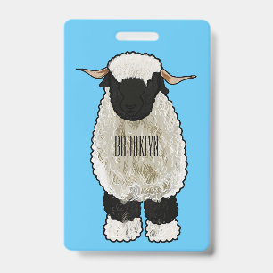 Valais Blacknose sheep cartoon illustration Badge