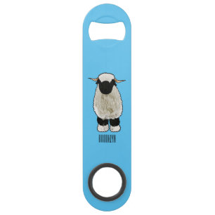 Valais Blacknose sheep cartoon illustration Bar Key
