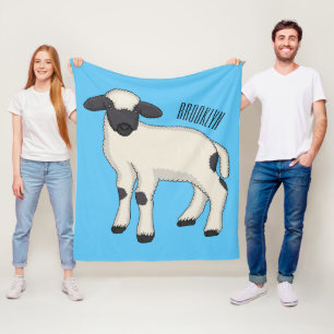 Valais Blacknose sheep cartoon illustration Fleece Blanket