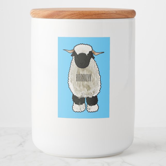 Valais Blacknose sheep cartoon illustration Food Label (Front)