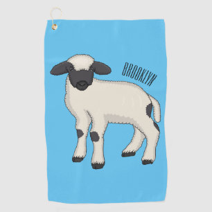 Valais Blacknose sheep cartoon illustration Golf Towel