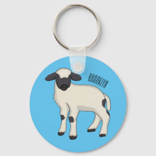 Valais Blacknose sheep cartoon illustration Keychain