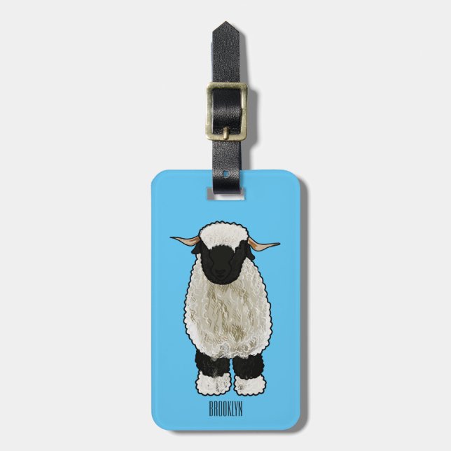 Valais Blacknose sheep cartoon illustration Luggage Tag (Front Vertical)