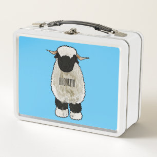 Valais Blacknose sheep cartoon illustration Metal Lunch Box