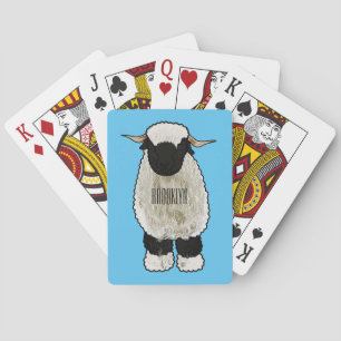 Valais Blacknose sheep cartoon illustration Playing Cards