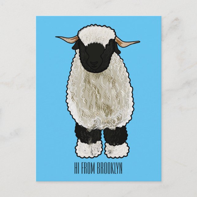 Valais Blacknose sheep cartoon illustration Postcard (Front)