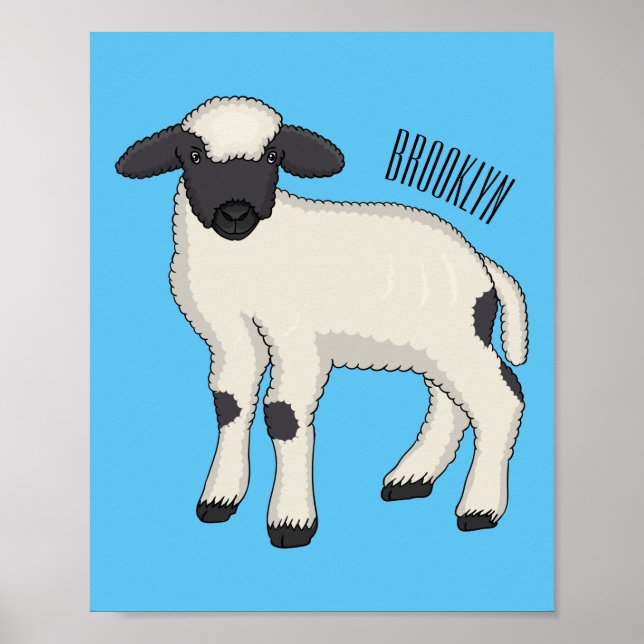 Valais Blacknose sheep cartoon illustration Poster (Front)