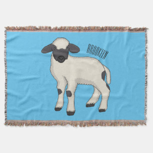Valais Blacknose sheep cartoon illustration Throw Blanket