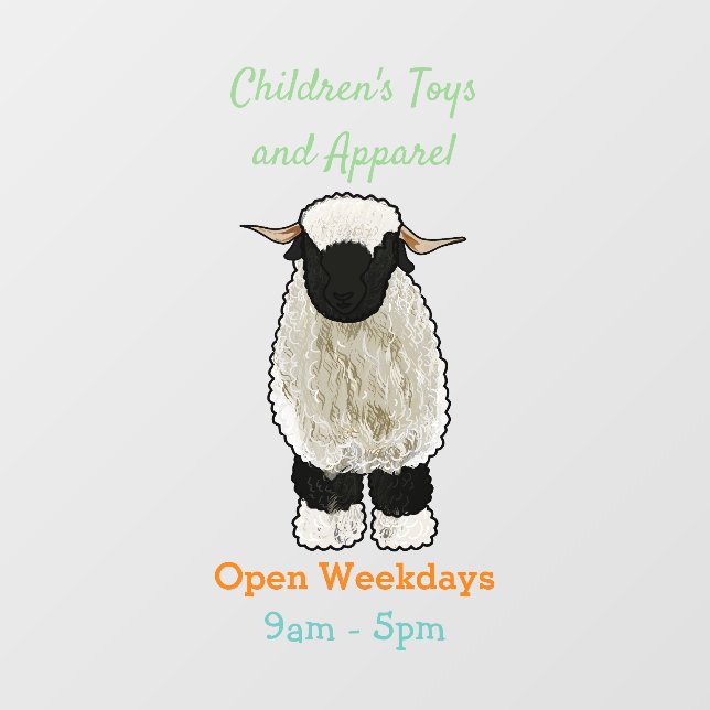 Valais Blacknose sheep cartoon illustration Window Cling (Sheet)