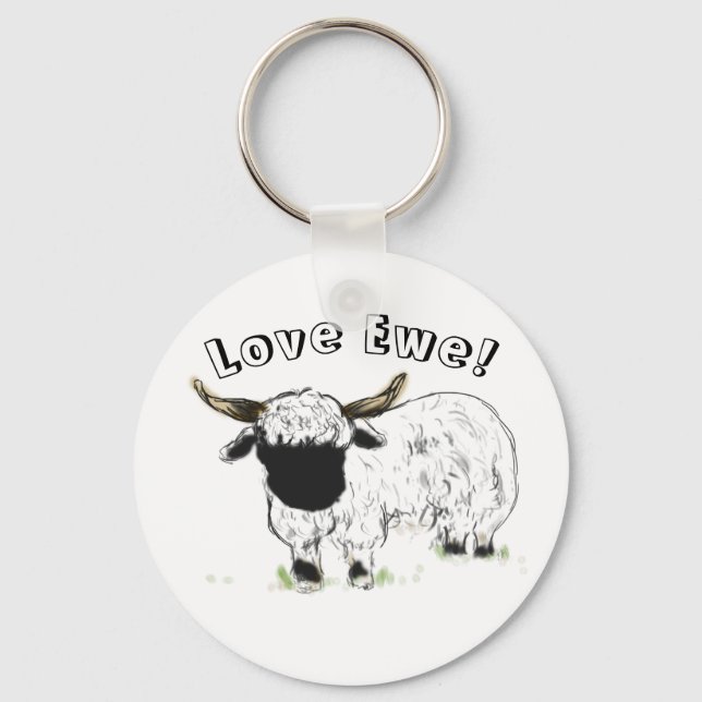 Valais blacknose sheep - Love Ewe! Keychain (Front)