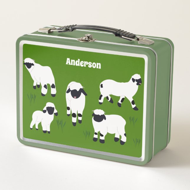 Valais Blacknose Sheep Personalized Farmers Metal Lunch Box (Front)