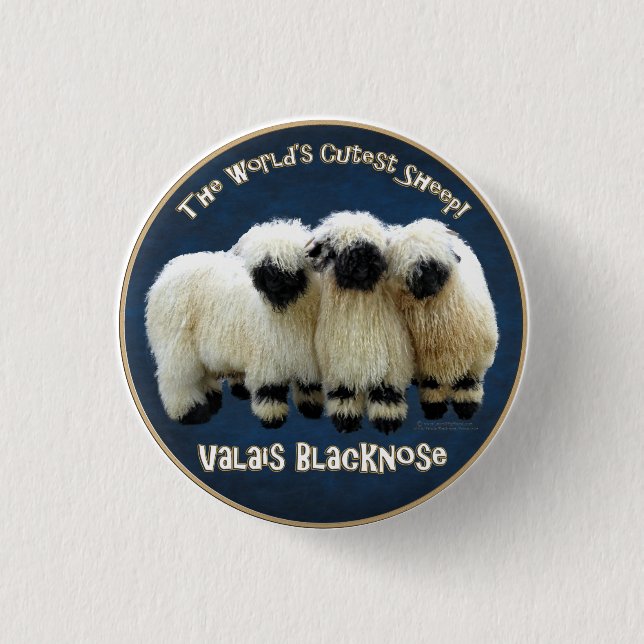 Valais Blacknose - The World's Cutest Sheep! 1 Inch Round Button (Front)
