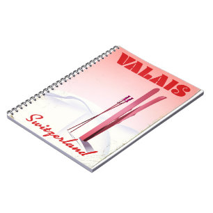 valais Switzerland vintage style ski poster Notebook