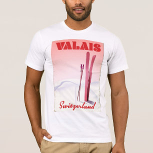 valais Switzerland vintage style ski poster T-Shirt
