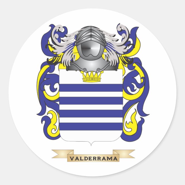 Valderrama Family Crest (Coat of Arms) Classic Round Sticker (Front)