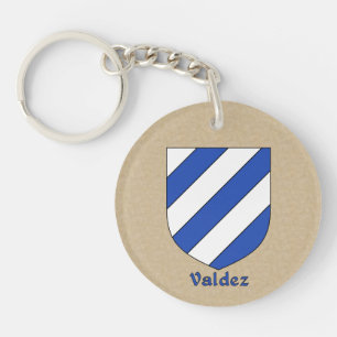 Valdez Historical Shield and Spanish Flag Keychain