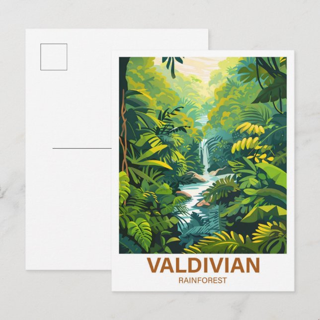 Valdivian Rainforest Illustration Travel Postcard (Front/Back)