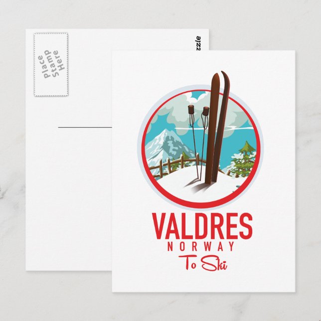 Valdres Norway Ski logo Postcard (Front/Back)