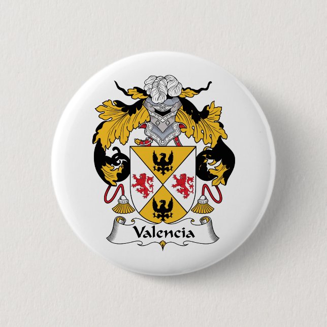 Valencia Family Crest 2 Inch Round Button (Front)