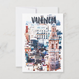 Valencia Spain Architecture Watercolor City  Card