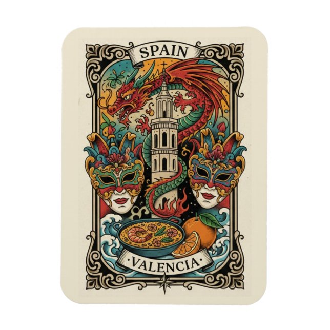 Valencia Spain Travel Magnet (Vertical)