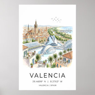 Valencia Travel Art Print - Rooftop Terraces and