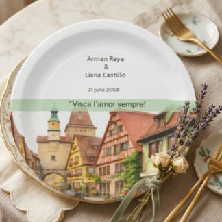 Valencia viral Elegance Modern Wedding Invitation Paper Plate