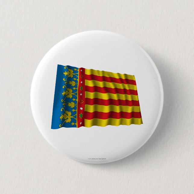 Valencia waving flag 2 inch round button (Front)