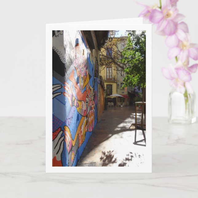 Valencian Street Art Portrait, España Card (Orchid)