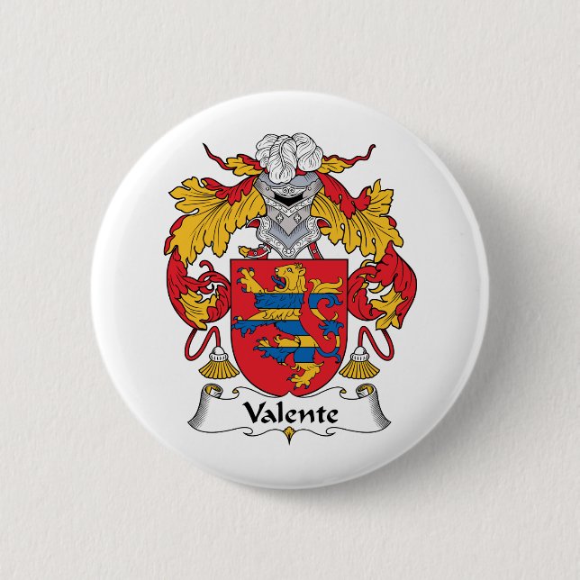 Valente Family Crest 2 Inch Round Button (Front)