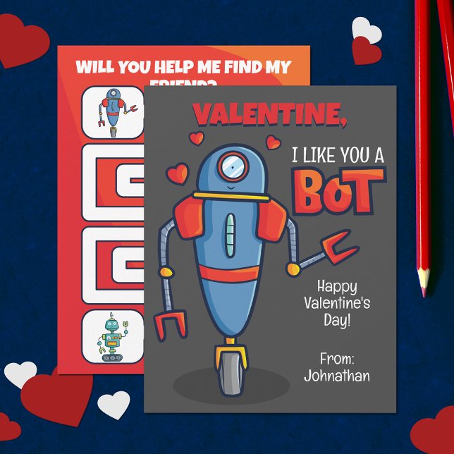 Valentin I Like You A Bot Classroom Valentines Day Card (Creator Uploaded)