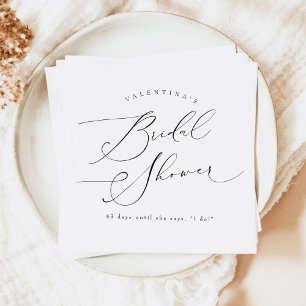 VALENTINA Elegant Minimalist Script Bridal Shower Napkin