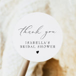 VALENTINA Elegant Modern Script Bridal Shower Classic Round Sticker<br><div class="desc">This bridal shower thank you sticker features an elegant calligraphy script font and classic minimalist design. Easily edit the sans serif wording to meet the needs of your event. All colours are editable in the full editor.</div>