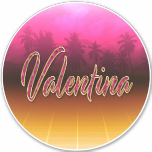 Valentina First Name Pink Sticker