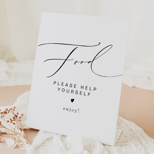 VALENTINA Modern Elegant Script Typography Food Pedestal Sign (Creator Uploaded)
