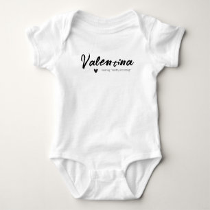 Valentina Name Reveal Meaning Minimal Modern Black Baby Bodysuit