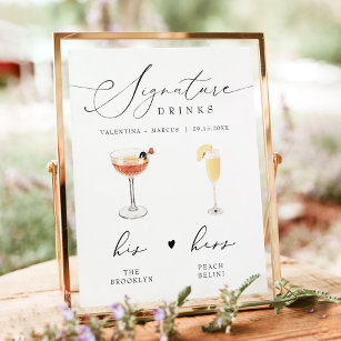 VALENTINA Script Signature Drink Wedding Bar Poster