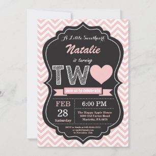 Valentine 2nd Second Birthday Little Sweetheart Invitation