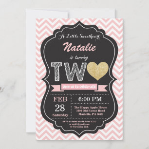 Valentine 2nd Second Birthday Little Sweetheart Invitation