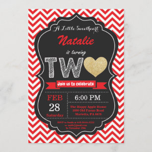 Valentine 2nd Second Birthday Little Sweetheart Invitation
